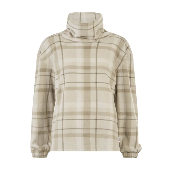 March Womens Relaxed Fit Microfleece Pullover - Simply Taupe Check - Image 5