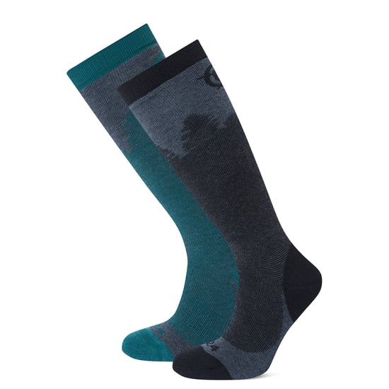 Aprica 2 Pack Mens Ski Sock - Black/Dark Turquoise - Image 1
