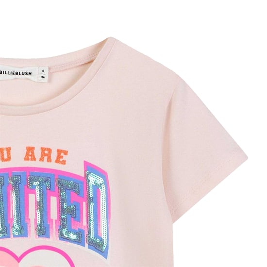 Billieblush Girls Graphic Print Sequins T-Shirt (Pink) - Image 3