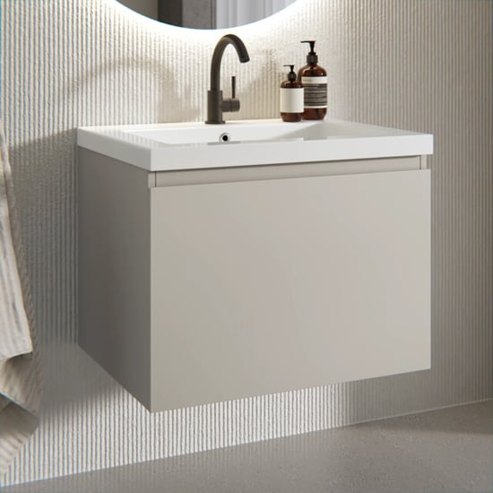 Mirlux Badkamermeubel vino 60cm taupe wastafel wit - Image 1