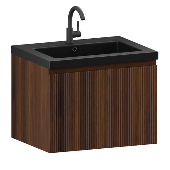 Mirlux Badkamermeubel vino 60cm walnoot wastafel zwart - Image 2