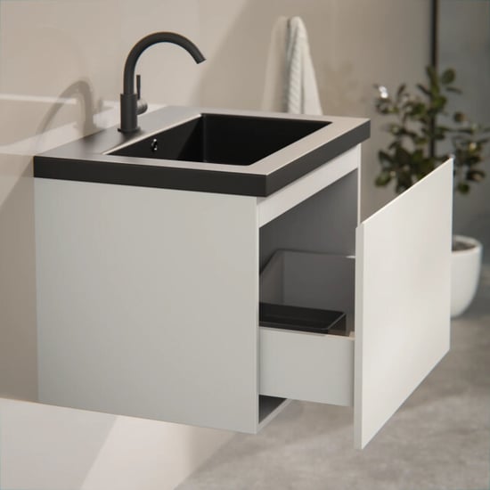 Mirlux Badkamermeubel vino 60cm taupe wastafel zwart - Image 2