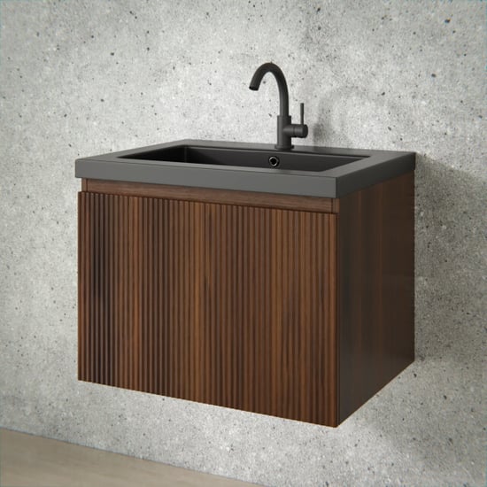 Mirlux Badkamermeubel vino 60cm walnoot wastafel zwart - Image 4
