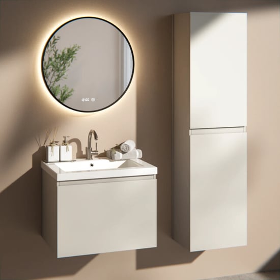 Mirlux Badkamermeubel vino 60cm taupe wastafel wit - Image 6