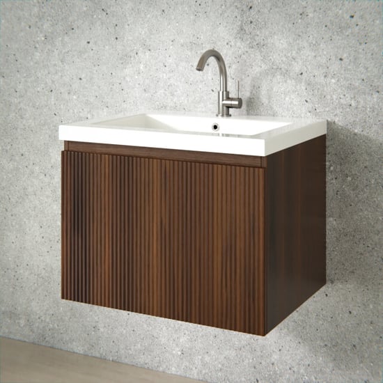 Mirlux Badkamermeubel vino 60cm walnoot wastafel wit - Image 6