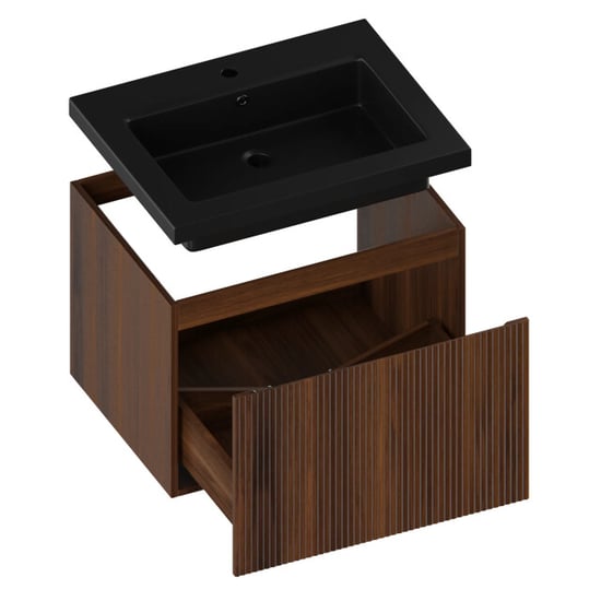 Mirlux Badkamermeubel vino 60cm walnoot wastafel zwart - Image 6
