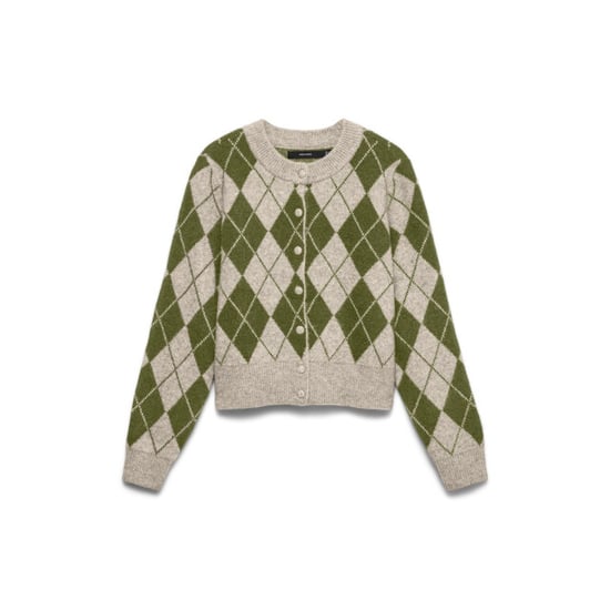 Vero Moda vmhalo ls o-neck argyle cardigan bo 10349316 birch pattern sphagnum - Image 1