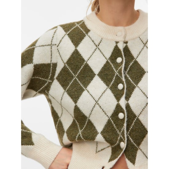 Vero Moda vmhalo ls o-neck argyle cardigan bo 10349316 birch pattern sphagnum - Image 4