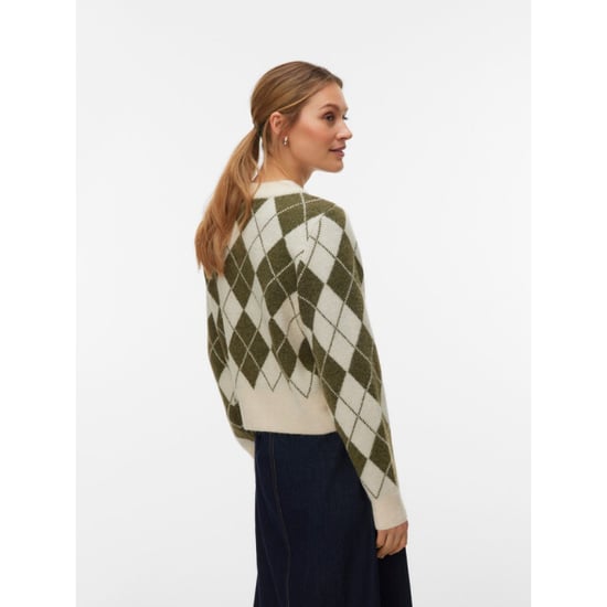 Vero Moda vmhalo ls o-neck argyle cardigan bo 10349316 birch pattern sphagnum - Image 5