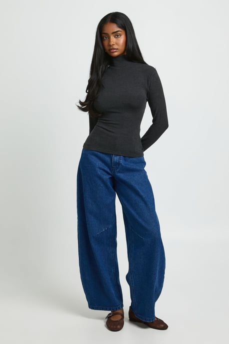 Ultra Soft Jersey Knit Roll Neck Long Sleeve Top - Image 2