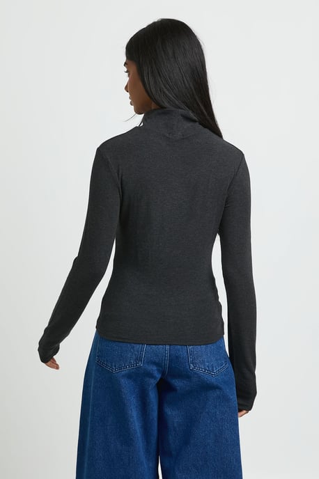 Ultra Soft Jersey Knit Roll Neck Long Sleeve Top - Image 3