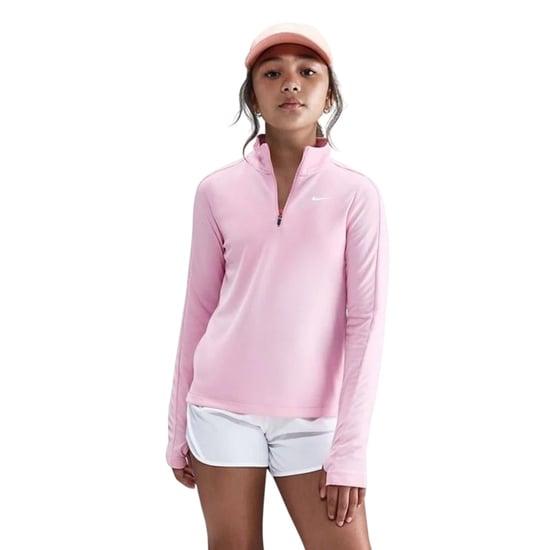 Nike Girls Dri-FIT Half Zip Long-Sleeved Top (Pink) - Image 2