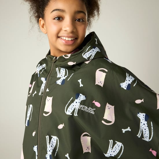 Regatta Waterdichte omkleedjas voor kinderen met katten- en hondenmotief (Donkere Khaki) - Image 6