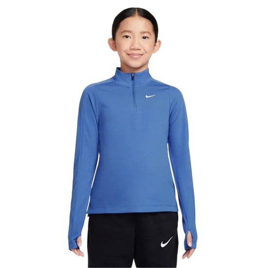 Nike Girls Dri-FIT Half Zip Long-Sleeved Top (Blue) - Image 1