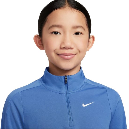 Nike Girls Dri-FIT Half Zip Long-Sleeved Top (Blue) - Image 3