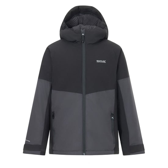 Regatta Childrens/Kids Hillain Lined Waterproof Jacket (Black/Ash) - Image 2