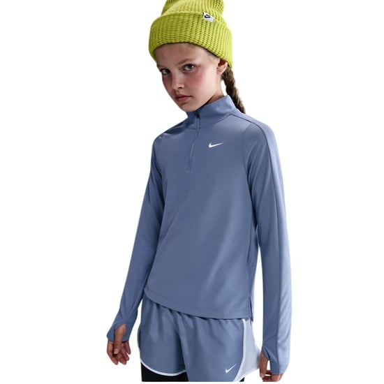 Nike Girls Dri-FIT Half Zip Long-Sleeved Top (Indigo) - Image 2
