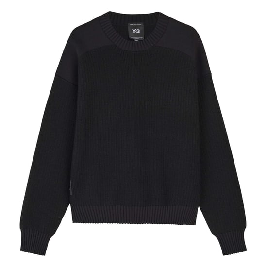 Men's Y-3 Crew Neck Ribbed Collar Long Sleeve Relaxed Fit Sweater in black - Image 1