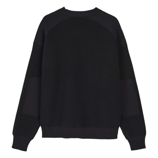 Men's Y-3 Crew Neck Ribbed Collar Long Sleeve Relaxed Fit Sweater in black - Image 2