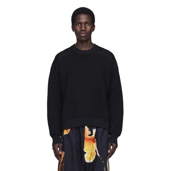 Men's Y-3 Crew Neck Ribbed Collar Long Sleeve Relaxed Fit Sweater in black - Image 3