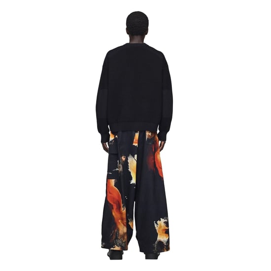 Men's Y-3 Crew Neck Ribbed Collar Long Sleeve Relaxed Fit Sweater in black - Image 4