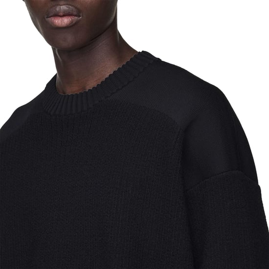 Men's Y-3 Crew Neck Ribbed Collar Long Sleeve Relaxed Fit Sweater in black - Image 5