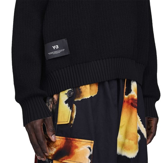 Men's Y-3 Crew Neck Ribbed Collar Long Sleeve Relaxed Fit Sweater in black - Image 6