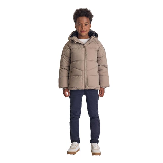 Minoti Gewatteerde capuchonjas voor jongens (Grijs) - Image 1