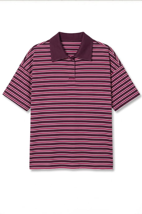 Striped Oversized Fit Polo T-Shirt - Image 5