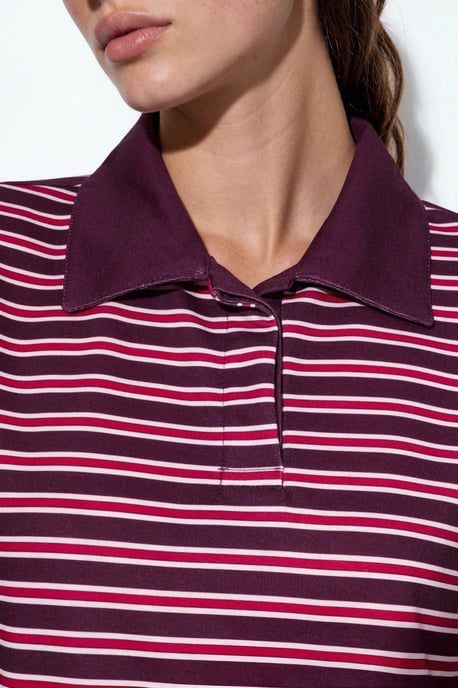 Striped Oversized Fit Polo T-Shirt - Image 6