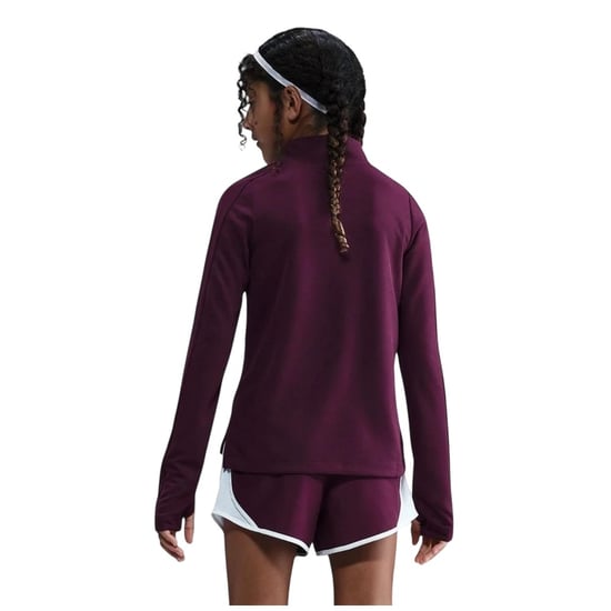 Nike Girls Dri-FIT Half Zip Long-Sleeved Top (Bordeaux) - Image 3