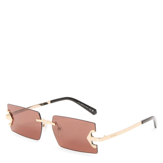 Accessories Off White Surprise Rectangle Rimless Sunglasses in Gold Brown - Image 1