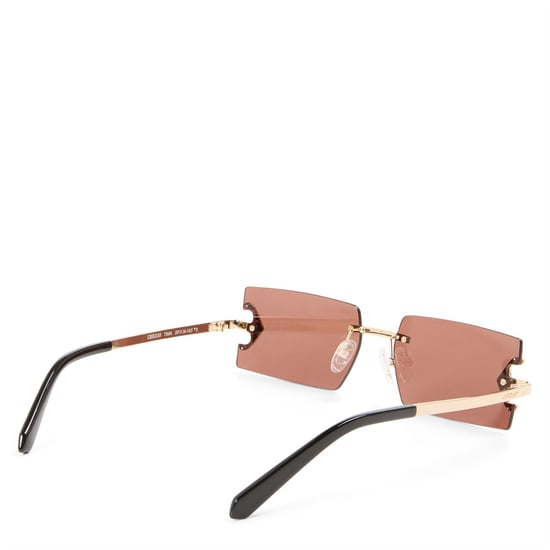 Accessories Off White Surprise Rectangle Rimless Sunglasses in Gold Brown - Image 2