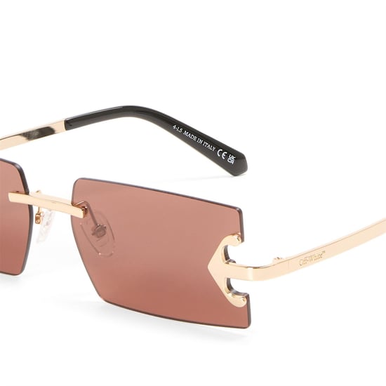 Accessories Off White Surprise Rectangle Rimless Sunglasses in Gold Brown - Image 3