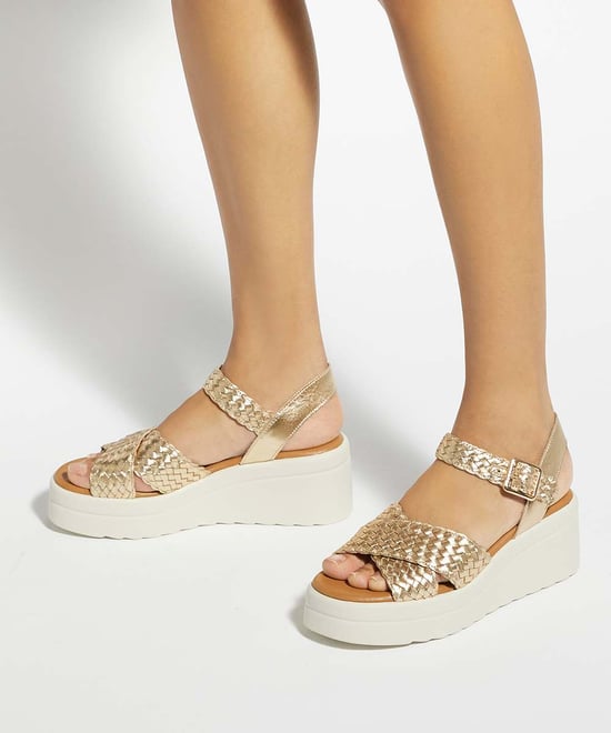 Dune Ladies Kinleys - Braided Leather Wedge Sandals - Image 3