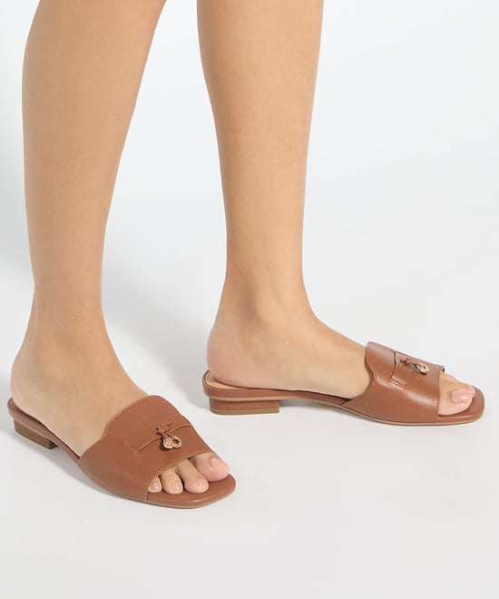 Dune Ladies Lindo - Leather Tassel Trim Slip-On Sandals - Image 3
