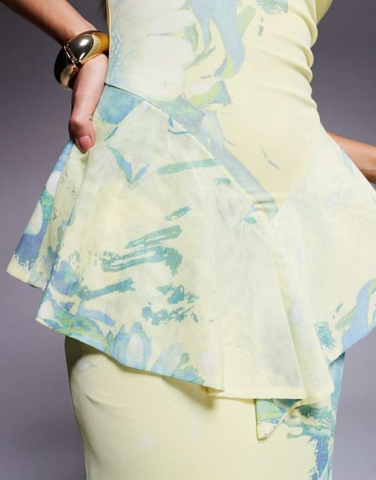 ASOS DESIGN cami with peplum detail mesh maxi dress in floral print - Image 3
