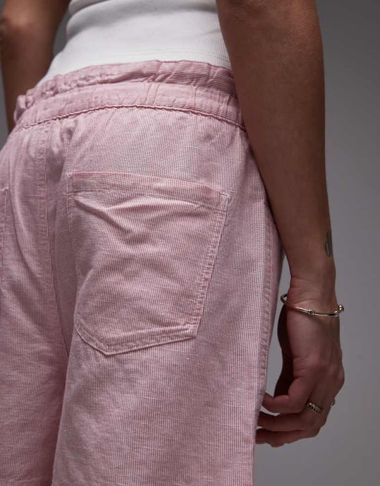 Tommy Jeans linen boxer shorts in pink and white stripe - Image 2