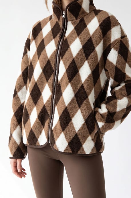 Dames Geometrische Rits Kraag Sweatshirt - Image 2