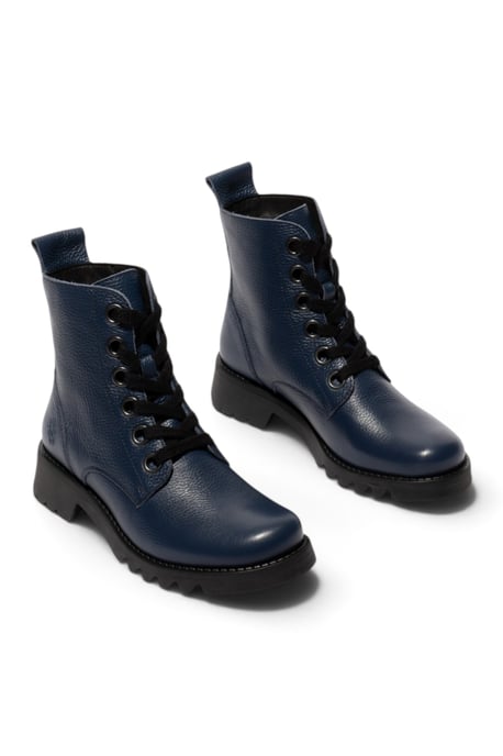 Fly London Womens Navy Blue Leather Lace-Up Heeled Ankle Boots - RAMY488 - Image 2