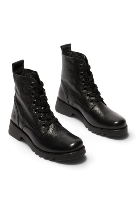 Fly London Womens Black Leather Lace-Up Heeled Ankle Boots - RAMY488 - Image 2