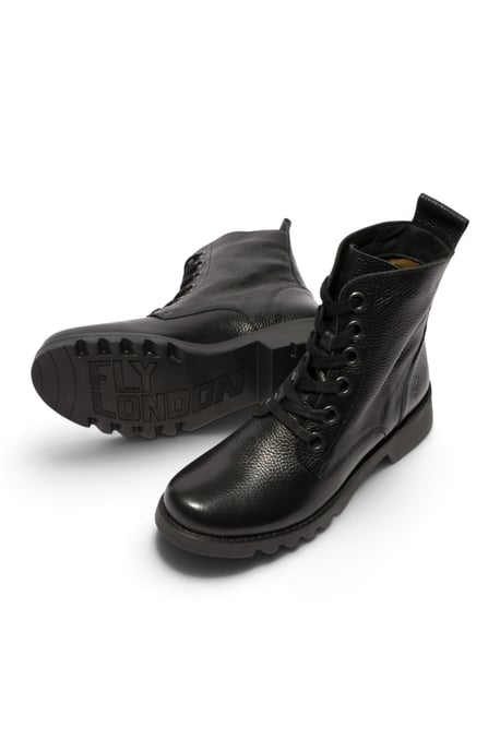 Fly London Womens Black Leather Lace-Up Heeled Ankle Boots - RAMY488 - Image 5