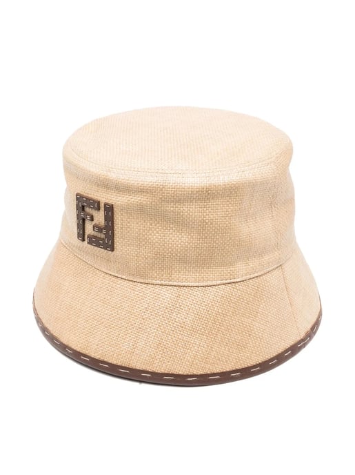 Bucket hat met logo en raffia-effect - Image 1