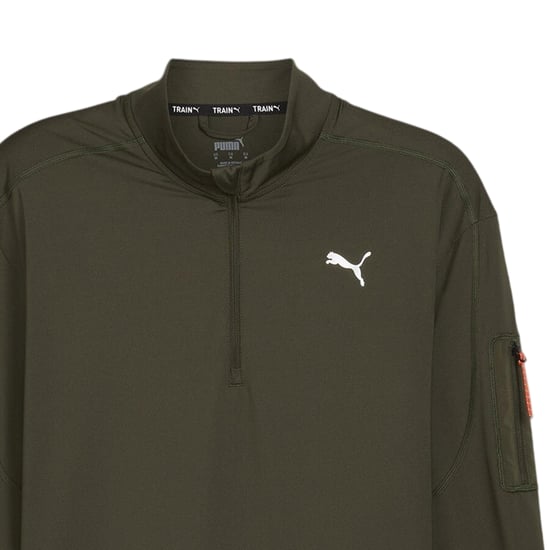 Puma Långärmad herrtröja med kvartslås från Cloudspun (Mörk oliv) - Image 3