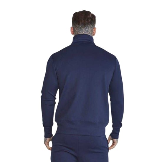 SikSilk Slim-fit träningsjacka för män med logotyp och trattkrage (Marinblått) - Image 3
