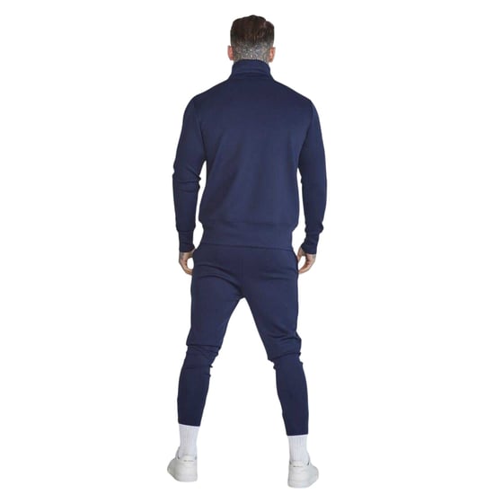 SikSilk Slim-fit träningsjacka för män med logotyp och trattkrage (Marinblått) - Image 5