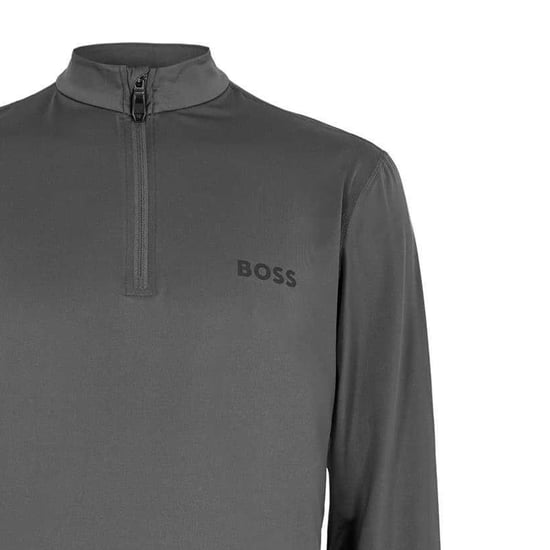 Boss Heren Performance-shirt met kwartritssluiting en lange mouwen (Grijs) - Image 3