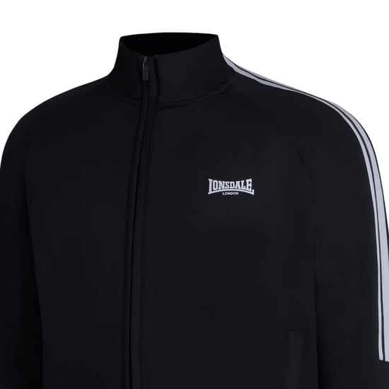 Lonsdale Mens Double Stripe Raglan Track Top (Black) - Image 4