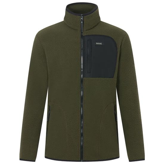 Regatta Mens Frankie Borg Fleece Jacket (Dark Khaki/Black) - Image 2