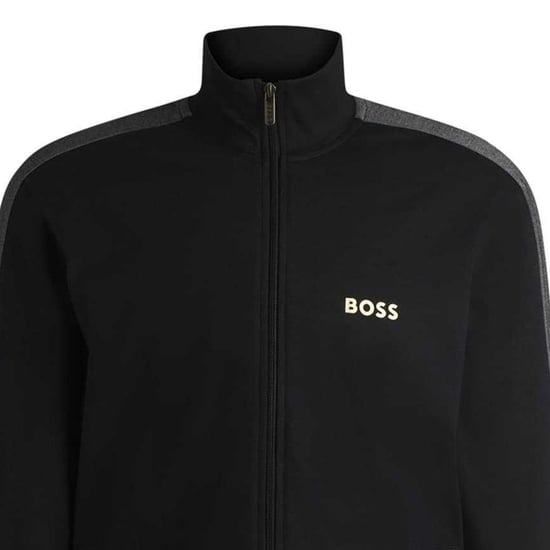 Boss Heren-trainingsjas met hoge kraag (Zwart/Goud) - Image 3